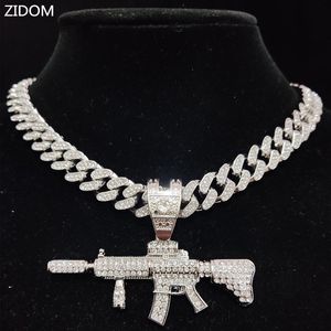 Colliers à pendentif pour hommes et femmes Hip Hop Ice Sparkling Diving Gun Pendentif Collier avec 13mm Miami Cuban Chain Hip Hop Collier Bijoux de mode 230704