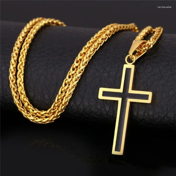 Collares colgantes Moda para hombre Collar de cadena cruzada para hombres Creencia religiosa Jesús Hip Hop Punk Joyería de fiesta Regalo de aniversario