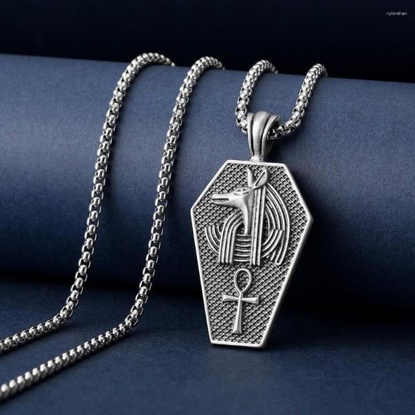 Collares colgantes Hip-hop Cruz Retro Punk Muerte Anubis Esqueleto Cabeza Símbolo de vida Anka Talismán Joyería de fiesta de Pascua