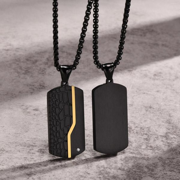 Collares con colgante para hombre, etiqueta de perro con hielo, Rock Punk, Color negro y dorado, Collar geométrico de acero inoxidable, regalos de joyería para él