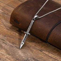 Pendentif Colliers Hommes Rock Punk Dague Étanche En Acier Inoxydable Hip Hop Stiletto Collier Cadeau Bijoux