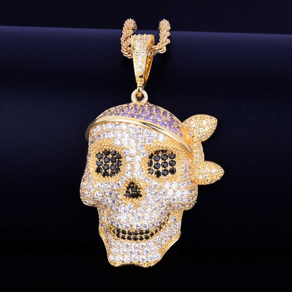 Collares pendientes Collar de calavera para hombre Chapado en oro Hip Hop Rock Jewelry 230621