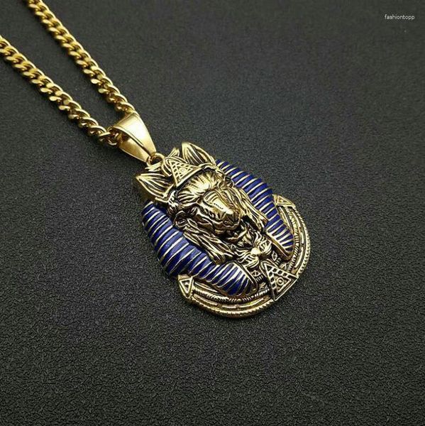 Colliers de pendentif Hiphop en acier inoxydable pour hommes Anubis égyptien