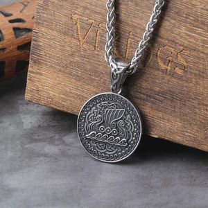 Pendentif Colliers Hommes En Acier Inoxydable Viking Dragon Bateau Collier Arbre De Vie Signe Boussole Amulette Vintage Bijoux Comme Cadeau Pour Hommes