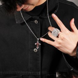 Hanger Kettingen Mannen Roestvrij Staal Crossing Ketting Sieraden Blauw Zirkoon Hip Hop Mode Diamant Allmatch Sweater Chain Drop Deli Dhmzc