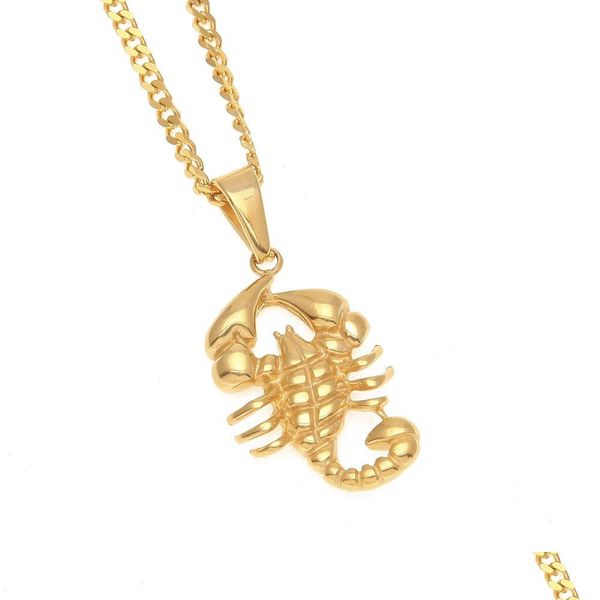 Pendentif Colliers Hommes En Acier Inoxydable Scorpion Pendentifs Or Couleur Collier Animal Mode Hip Hop Bijoux Drop Livraison Dhpqy