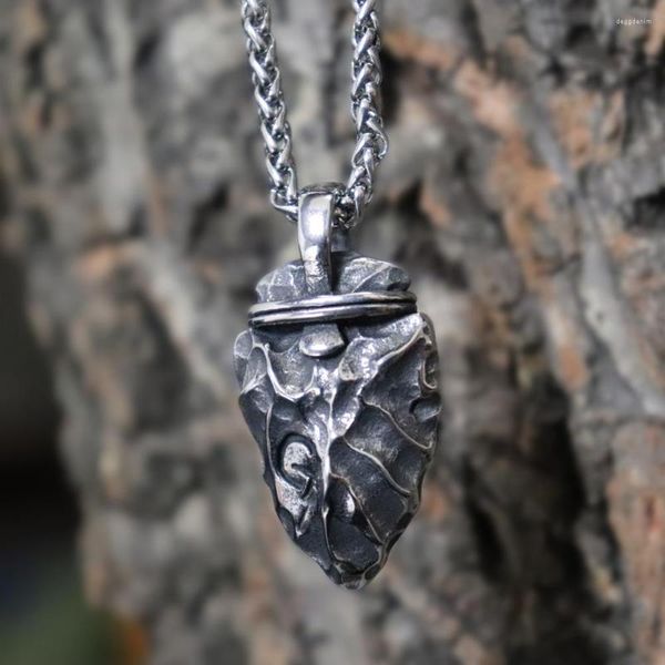 Pendentif Colliers Hommes Viking Original Rune Pierre Flèche En Acier Inoxydable Collier Vintage Nordique Guerrier Bijoux