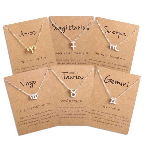 Collares pendientes Hombres Mujeres 12 Horóscopo Signo del zodiaco Collar colgante Aries Leo 12 Constelaciones Joyería Niños Regalo de Navidad Envío de la gota