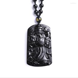 Anhänger Halsketten Männer Frauen Gott des Reichtums Anhänger Echte Natürliche Obsidian Perlen Halskette Geld Kommen Amulett Boutique Schmuck P314Z