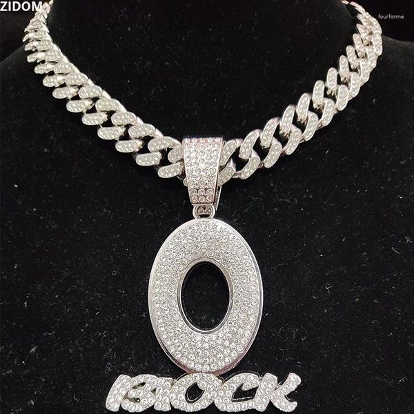 Collares colgantes Hombres Mujeres Hip Hop BLOQUE Collar Cristal completo Cadena cubana HipHop Letra Moda Charm Joyería Regalos