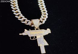 Hanger Kettingen Mannen Vrouwen Hip Hop Iced Out Bling UZI Gun Ketting Met 13mm Miami Cubaanse Ketting HipHop Fashion Charm Jewelry1899673