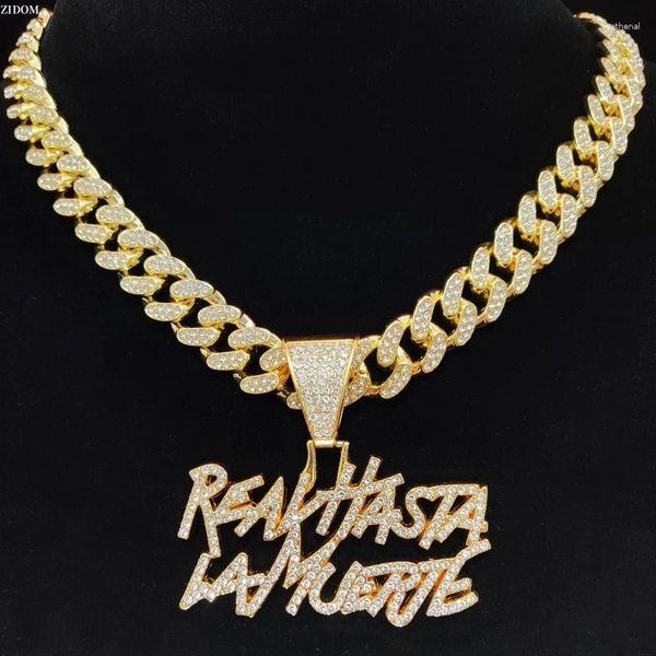 Collares colgantes Hombres Mujeres Hip Hop Collar de letras con cadena cubana de 13 mm Hiphop Iced Out Colgantes Moda Punk Joyería Regalos