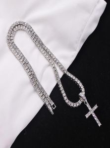 Colliers pendants hommes Collier hip hop avec une chaîne de tennis de zircon 55 mm glacé bling hiphop bijoux mode cadeau6628439