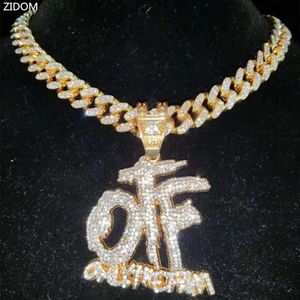 Collares colgantes Hombres Mujeres Hip Hop SÓLO LA FAMILIA Collar de letras con cadena cubana de Miami de 13 mm Iced Out Bling Hiphop Jewelry243g