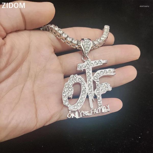 Pendentif Colliers Hommes Femmes Hip Hop OTF Glacé Zircon Tennis Chaîne HipHop Collier Mode Lettre Charme Bijoux