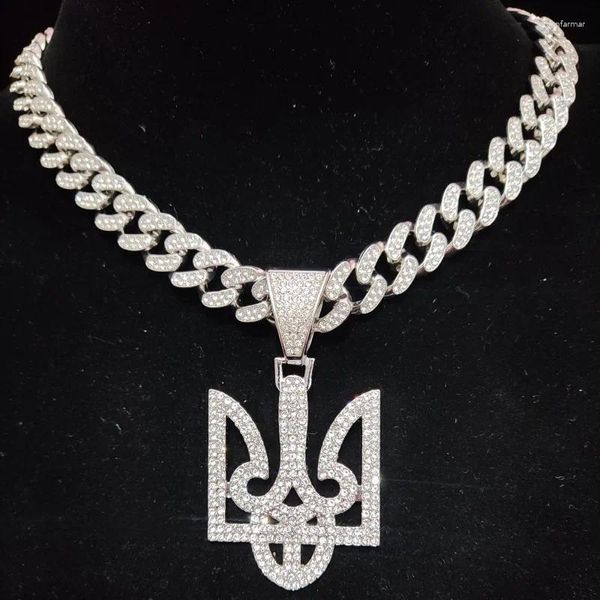 Collares colgantes Hombres Mujeres Hip Hop Ucrania Collar de la bandera Cadena cubana Hiphop Iced Out Bling Colgantes Joyería de moda