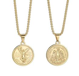 Collares colgantes Hombres Mujeres Italia Acabado de oro Baguette redondeo Baguette Monedas mexicanas Centenario mexicano Moneda 50 Pesos1233165