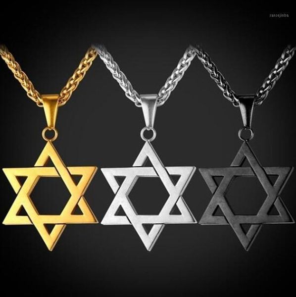 Pendentif Colliers Hommes Femmes Tendance Mogan David Star Israël Je Chaîne En Acier Inoxydable De Collier Bijoux