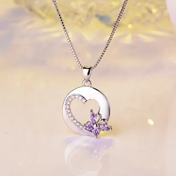 Pendentif Colliers Mengyi Mode 9 2 5 Bijoux Délicat Romantique Collier Papillon En Forme De Coeur Pour Femmes Valentine Cadeau Fille