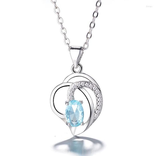 Collares colgantes collares de cristal en forma de corazón Mujeres delicadas 9 2 5 joyas de color damas accesorios modernos