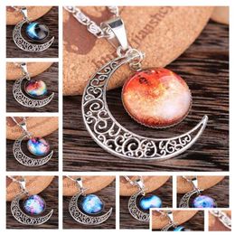 Collares pendientes para hombre y para mujer Stars Crossing Necklace Star Sky Moon Time Gem Gsfn194 con cadena Mix Order Drop Delivery Jewelry P Dhrcy