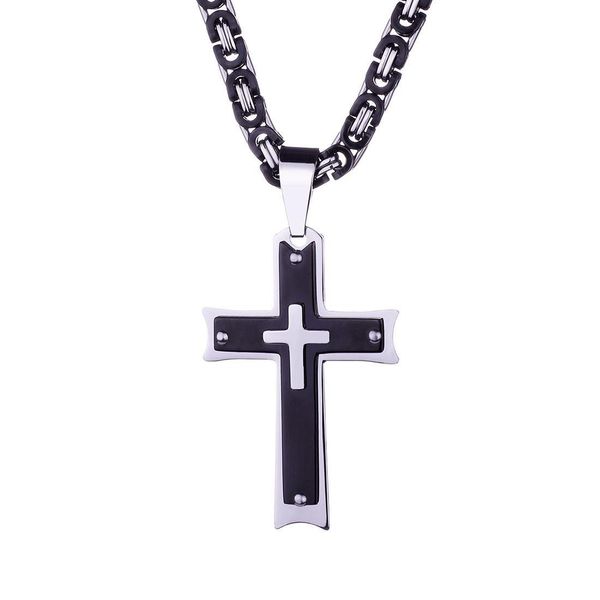 Collares pendientes para hombre Cruz de acero inoxidable Christian Jesus Crucifix Charm Bike Chain Necklace para mujer Punk Jewelry Gift Drop Del Dhljp