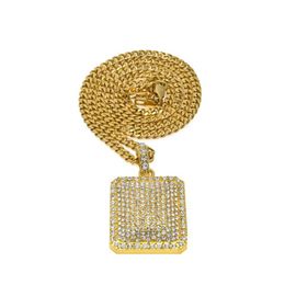 Pendentif Colliers Hommes Or Cubain Lien Chaîne De Mode Hip Hop Bijoux Avec Fl Strass Bling Diamant Dog Tag Iced Out 1280 B3 Drop Dhgrj