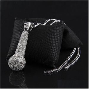 Pendentif Colliers Mens Iced Out Collier Mode Microphone Hip Hop Bijoux Or Chaîne Cubaine Drop Delivery Pendentifs Dhgarden Ot6Y1