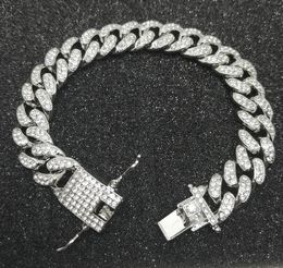 Pendentif Colliers Hommes Luxe Glacé Diamant Chaîne De Mode Bracelets Bracelets 18K Or Argent Cubain Lien Miami Bracelet Hip Hop Bijoux