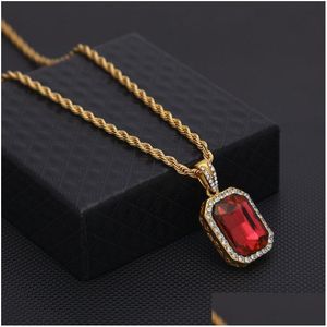 Hanger Kettingen Heren Mini Ruby Ketting Goud Cubaanse Link Chain Mode Hip Hop Sieraden Voor Mannen Drop Levering Hangers Dhval