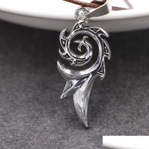 Hanger Kettingen Heren Punk Dragon Flame Titanium Rvs Cool Lederen Ketting Hanger Ketting Groothandel Drop Levering Sieraden Dh5L3