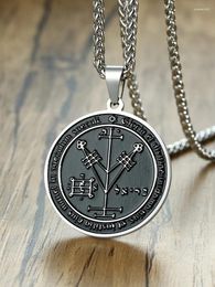 Hangende kettingen heren punk vierde pentacle van Jupiter Key Solomon SEALS ketting met 24 "roestvrijstalen ketting