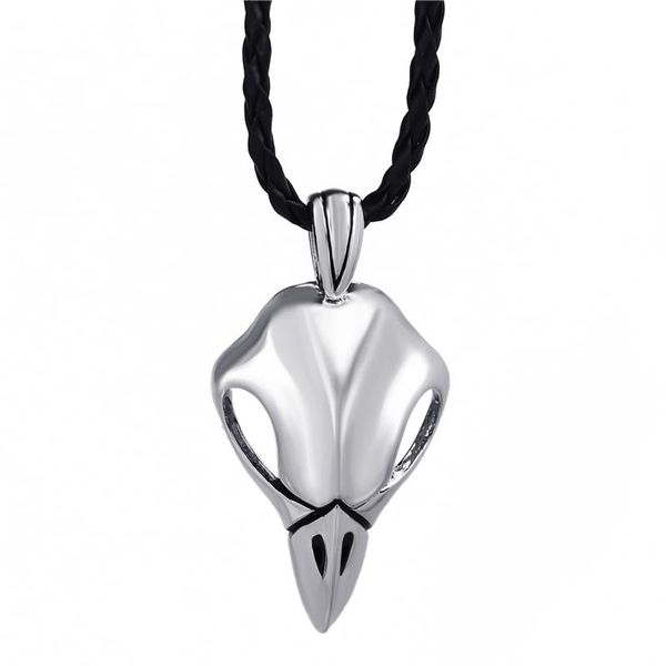 Pendentif Colliers Hommes Argent Corbeau Corbeau Crâne Étain Wiccan Collier Gratuit Bijoux En Gros LP296Pendant