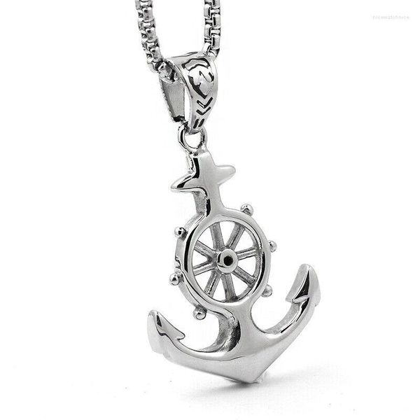 Pendentif Colliers Hommes En Acier Inoxydable Nautique Surf Plage Ancre Collier Hommes