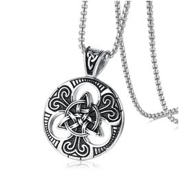 Pendentif Colliers Mens Vintage Amet Collier Tendance Mâle Punk Irlandais Concentrique Noeud Signe Tag Pull avec Chainpendant Drop Livraison Dhvcn