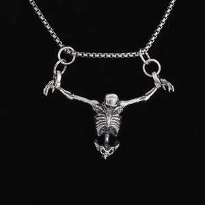 Hangende kettingen heren vintage punk gotische gevangenschap schedel hanger ketting Halloween bat eyes body accessoire cool rock party biker sieraden240408