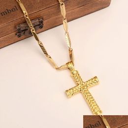 Colliers pendants pour hommes croix 18 k en or solide gf charms lignes collier mode chrétien bijoux usine en grossalcruci dhgarden dhna2