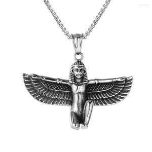 Hangende kettingen heren dames Egyptische godin gevleugelde Isis roestvrijstalen ketting ketting sieraden items