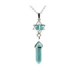 Hanger kettingen Merkaba hexagon prism stenen turquoise roze kwarts charmes ketting voor vrouwen mannen cadeau accessoires drop levering je dhxqe