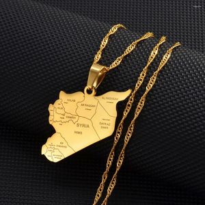Colliers pendentif en métal facile à assortir collier de chaîne avec contour de carte de la Syrie unique