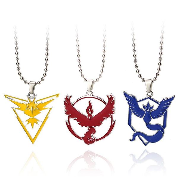 Pendentif Colliers En Métal Bijoux De Mode Collier Anime Team Valor Mystic Instinct Logo Perle Chaîne Pour Les Fans Parti Cool Cadeau