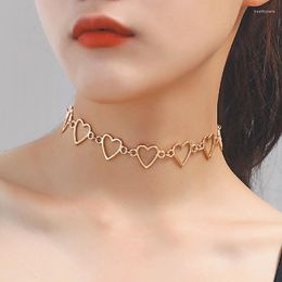 Anhänger Halsketten Metall Hohl Koreanische Süße Liebe Herz Choker Halskette Aussage Freundin Nette Bicolor Schmuck Collier Femme