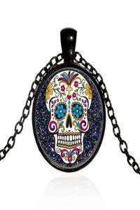 Hanger Kettingen Mexicaanse Suiker Schedel Dag Van De Doden Ketting Zwarte Ketting Skelet Glas Sieraden Klassiek XL15265710285412190