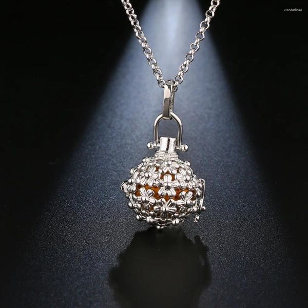 Colliers pendants mexico carillon pop-corn collier fleur cage huile essentielle diffuseur 16 mm music ball bijoux de mode