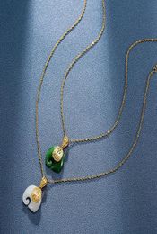 Colliers pendants Meyrroyu en acier inoxydable 2 Color Jade Elephant Collier For Women Chain 2022 Tendance Blessing et ethnique Fashion 5400012