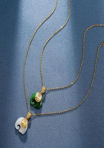 Hanger Kettingen MEYRROYU Roestvrij Staal 2 Kleur Jade Olifant Ketting Voor Vrouwen Ketting 2022 Trend Zegen Etnische Gift Mode 2921042