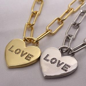 Hanger kettingen mhs.sun 1pc mode hart charme ketting met zirkoon sieraden zilver/gouden kleur dikke kettingparen cadeau