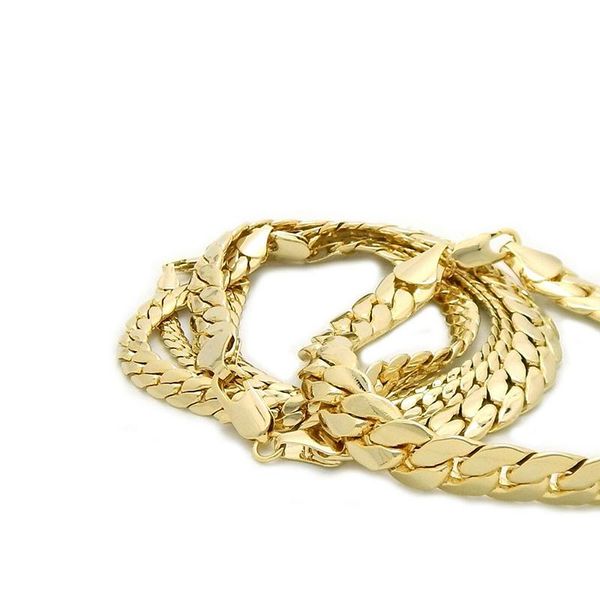 Colliers avec pendentif Miami Cuban Link Chain Necklace 14k Yellow Fine Solid Gold 600mm 10mmPendentif