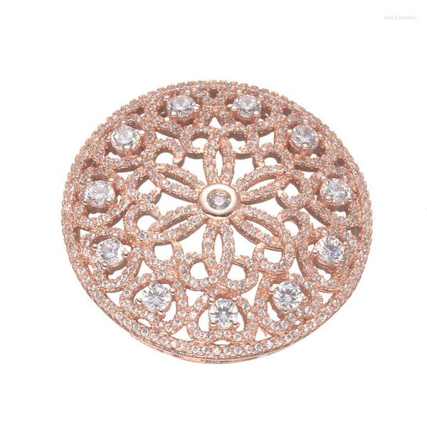 Pendentif Colliers Micro Pave CZ Pendentifs Fit Bracelet Bijoux Or 38mm Rond Flottant Pour Femmes Collier Ras Du Cou Bricolage Cadeaux Romantiques