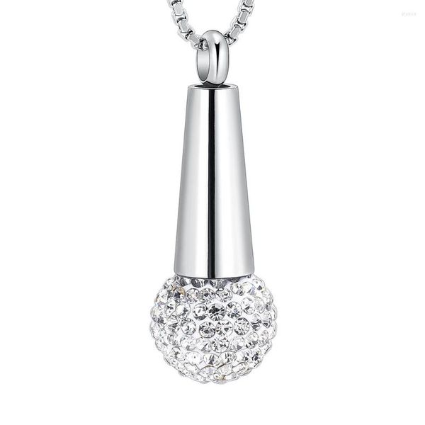 Pendentif Colliers Microphone Bijoux de crémation pour cendres Collier d'urne avec cristal en acier inoxydable souvenir cendres commémoratives